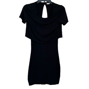 Garage Little Black Dress Womens XS Black Bodycon Mini High Neck Cape